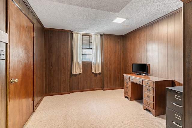 7125 Bidwell Rd, Joelton, TN 37080 - unfurnished office featuring wood walls, light carpet, a textured ceiling, and ornamental molding