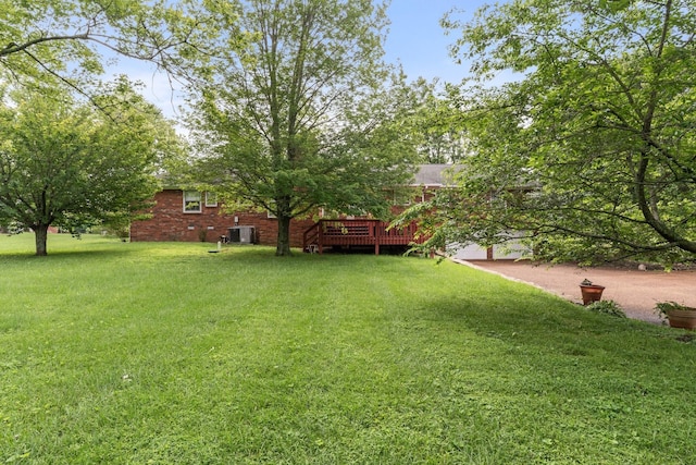 7125 Bidwell Rd, Joelton, TN 37080 - view of grassy yard with a deck and cooling unit