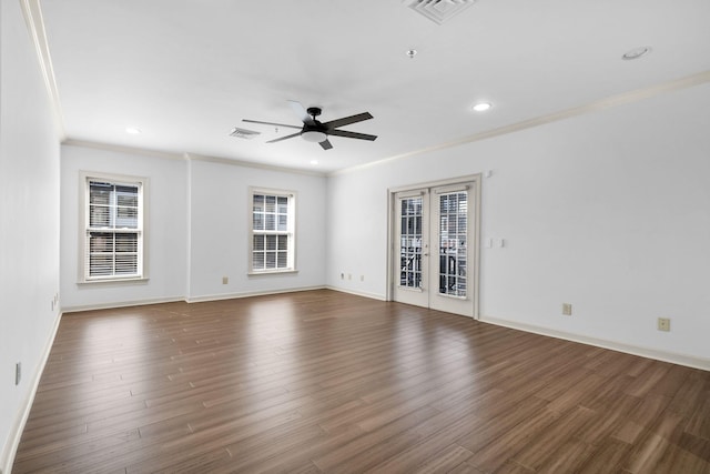 1010 16th Ave S Unit 301, Nashville, TN 37212 - empty room with ornamental molding, a ceiling fan, wood finished floors, baseboards, and recessed lighting