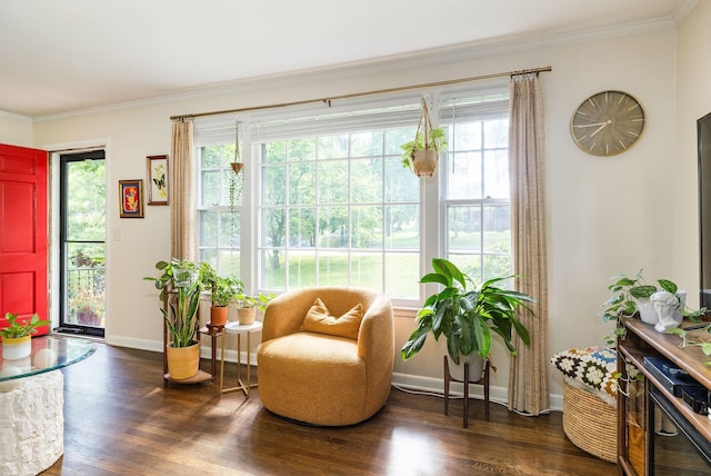 4600 Saunders Ave, Nashville, TN 37216 - sitting room featuring wood finished floors, crown molding, baseboards, and plenty of natural light