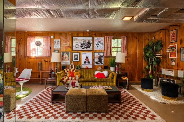 4600 Saunders Ave, Nashville, TN 37216 - living room with wood walls and finished concrete flooring