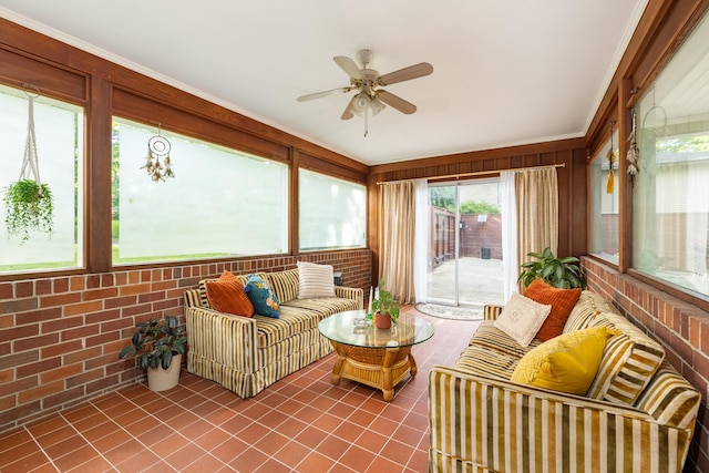 4600 Saunders Ave, Nashville, TN 37216 - sunroom featuring a ceiling fan and an outdoor hangout area