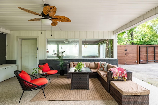 4600 Saunders Ave, Nashville, TN 37216 - wooden terrace featuring outdoor lounge area and ceiling fan