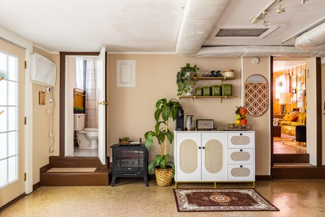 4600 Saunders Ave, Nashville, TN 37216 - interior space with a wood stove, baseboards, and electric panel