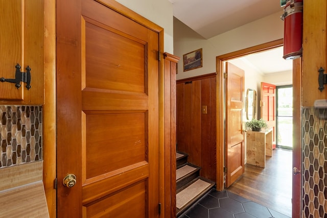 4600 Saunders Ave, Nashville, TN 37216 - hall with dark tile patterned floors and a sauna / steam room