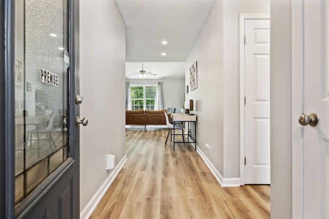 215 Azalea Dr, Oak Grove, KY 42262 - hallway with light wood-style flooring, baseboards, and recessed lighting