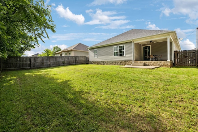 215 Azalea Dr, Oak Grove, KY 42262 - back of house with ceiling fan, a patio, and a shingled roof