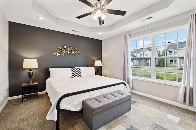 215 Azalea Dr, Oak Grove, KY 42262 - bedroom with carpet floors, baseboards, a tray ceiling, and recessed lighting