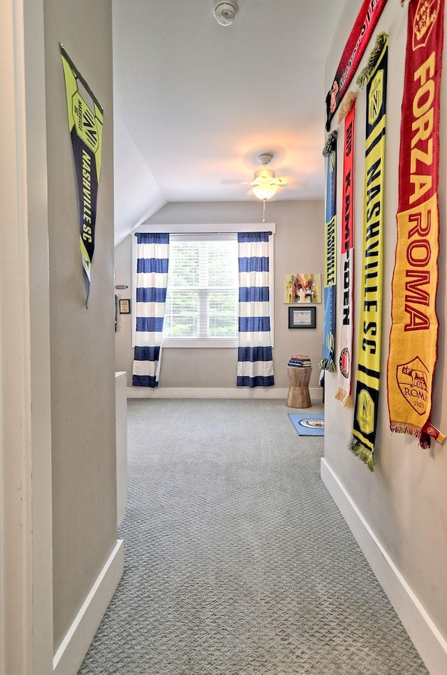 2914 Chasepointe Pl, Columbia, TN 38401 - corridor featuring lofted ceiling, carpet, and baseboards