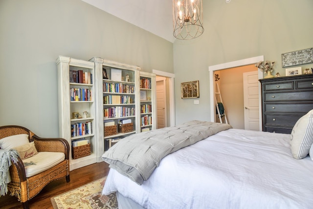 2914 Chasepointe Pl, Columbia, TN 38401 - bedroom featuring wood finished floors, a chandelier, and high vaulted ceiling