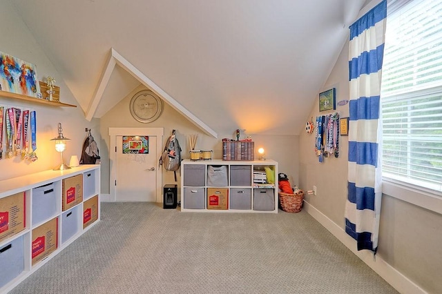 2914 Chasepointe Pl, Columbia, TN 38401 - recreation room with vaulted ceiling, carpet flooring, and baseboards