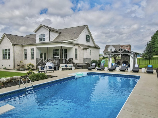 2914 Chasepointe Pl, Columbia, TN 38401 - view of pool with an outdoor hangout area, a gazebo, a patio area, and a wooden deck