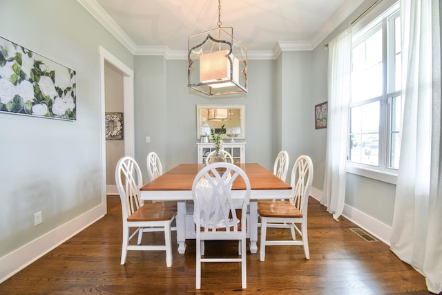 2914 Chasepointe Pl, Columbia, TN 38401 - dining room with baseboards, crown molding, and dark wood finished floors