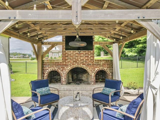 2914 Chasepointe Pl, Columbia, TN 38401 - view of patio / terrace featuring a gazebo and an outdoor living space with a fireplace