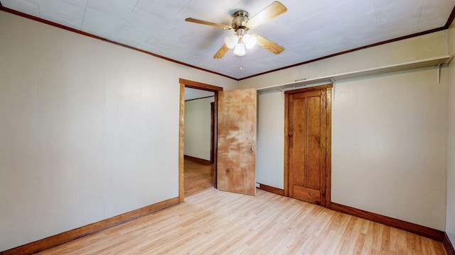 1009 5th Ave W, Springfield, TN 37172 - unfurnished bedroom with baseboards, light wood-style flooring, crown molding, a closet, and ceiling fan