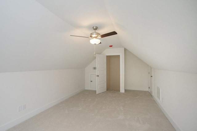 324 Fieldstone Ln, Springfield, TN 37172 - bonus room featuring ceiling fan, lofted ceiling, light colored carpet, and baseboards