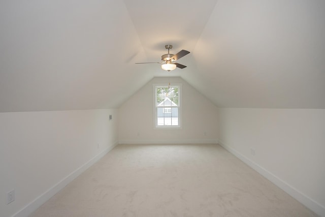 324 Fieldstone Ln, Springfield, TN 37172 - additional living space featuring vaulted ceiling, ceiling fan, light colored carpet, and baseboards