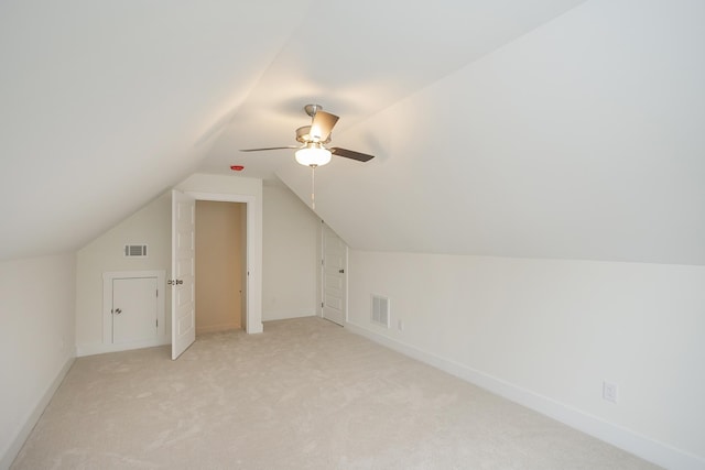 324 Fieldstone Ln, Springfield, TN 37172 - additional living space with light colored carpet, lofted ceiling, a ceiling fan, and baseboards