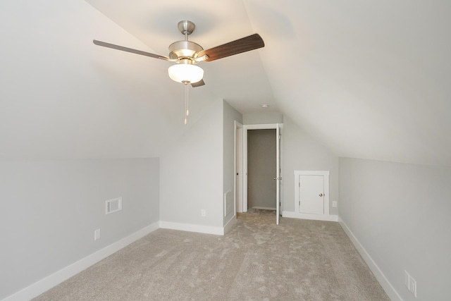 302 Fieldstone Ln, Springfield, TN 37172 - additional living space with lofted ceiling, a ceiling fan, light carpet, and baseboards