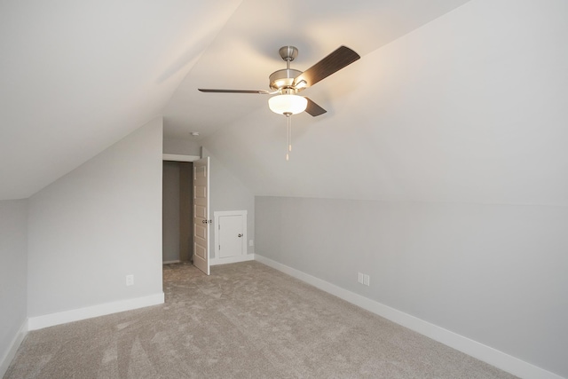 302 Fieldstone Ln, Springfield, TN 37172 - additional living space featuring light carpet, lofted ceiling, baseboards, and a ceiling fan