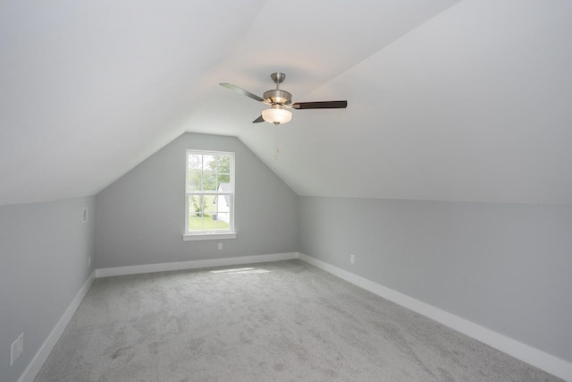 340 Fieldstone Ln, Springfield, TN 37172 - bonus room featuring carpet floors, lofted ceiling, baseboards, and a ceiling fan