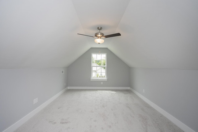 340 Fieldstone Ln, Springfield, TN 37172 - bonus room featuring lofted ceiling, light carpet, a ceiling fan, and baseboards