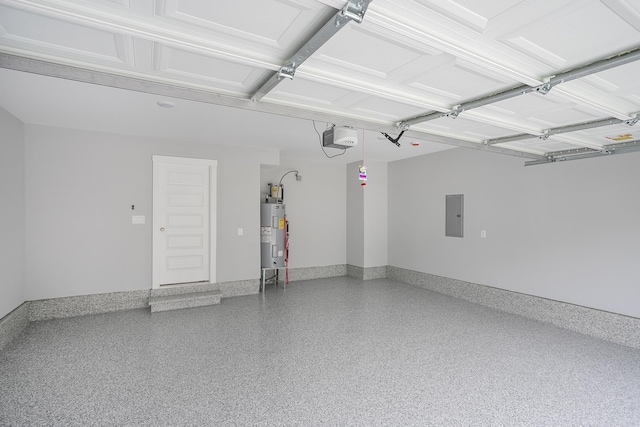 340 Fieldstone Ln, Springfield, TN 37172 - garage featuring water heater, a garage door opener, electric panel, and baseboards