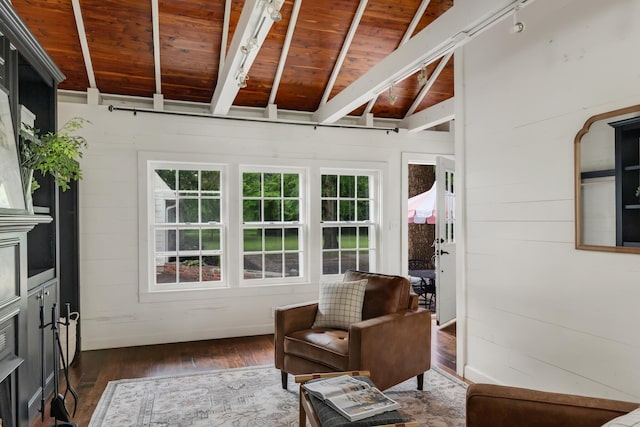 207 Cumberland Cir, Nashville, TN 37214 - sunroom with track lighting and beam ceiling