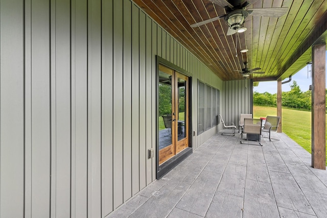 468 Olin Bean Rd, Red Boiling Springs, TN 37150 - view of patio / terrace with a ceiling fan, french doors, and outdoor dining area