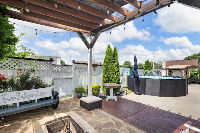 304 Hank Aaron Cv, La Vergne, TN 37086 - view of patio / terrace featuring a jacuzzi and a pergola