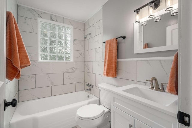 2607 Mashburn Ct, Nashville, TN 37210 - bathroom with tile walls, shower / bathtub combination, toilet, and vanity