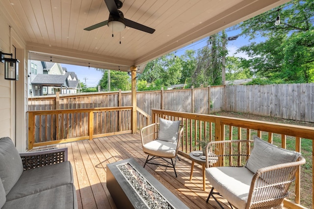 423A American Rd, Nashville, TN 37209 - wooden deck featuring a ceiling fan and a fenced backyard
