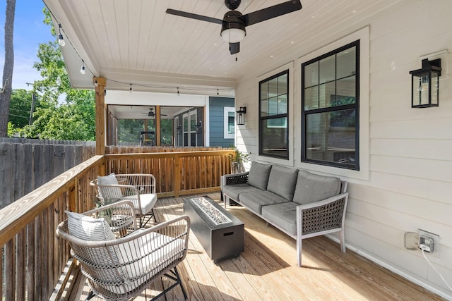 423A American Rd, Nashville, TN 37209 - deck featuring an outdoor living space with a fire pit and ceiling fan