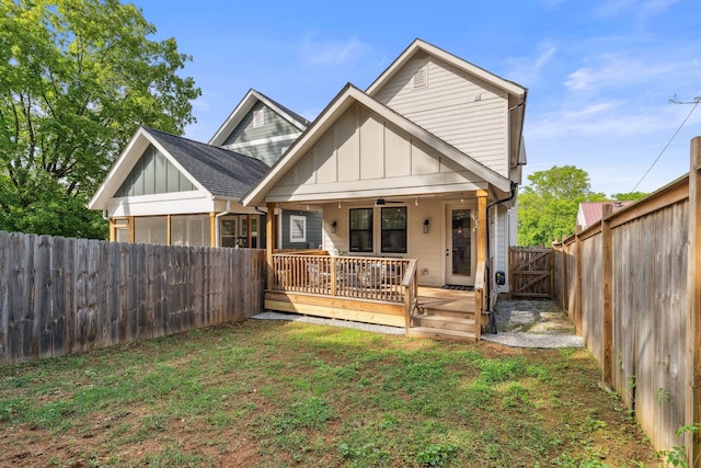 423A American Rd, Nashville, TN 37209 - rear view of property featuring board and batten siding, a gate, and a wooden deck