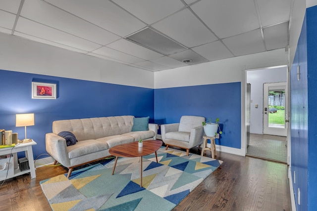 1049 E Trinity Ln, Nashville, TN 37216 - living area with baseboards, a paneled ceiling, and wood finished floors