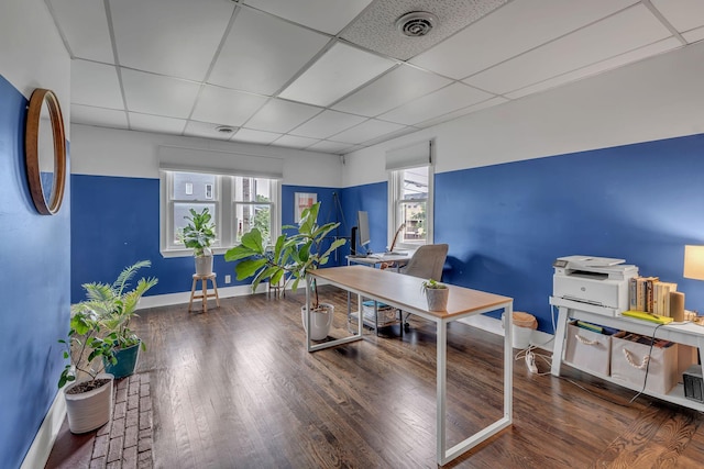 1049 E Trinity Ln, Nashville, TN 37216 - office with a drop ceiling, baseboards, and wood finished floors