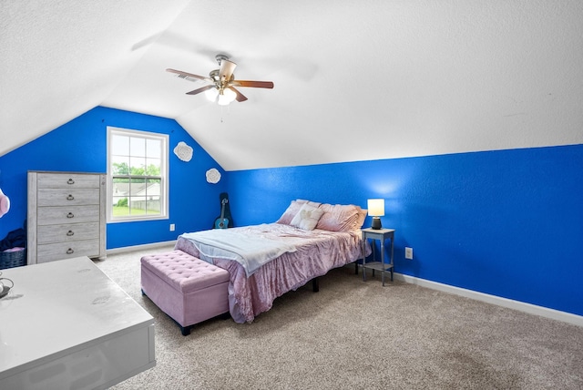1052 Freedom Dr, Clarksville, TN 37042 - bedroom featuring carpet flooring, vaulted ceiling, ceiling fan, and baseboards