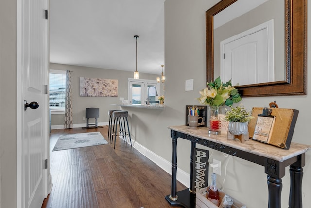 3555 Neena Ct, Clarksville, TN 37042 - hall featuring plenty of natural light, dark wood-style flooring, and baseboards