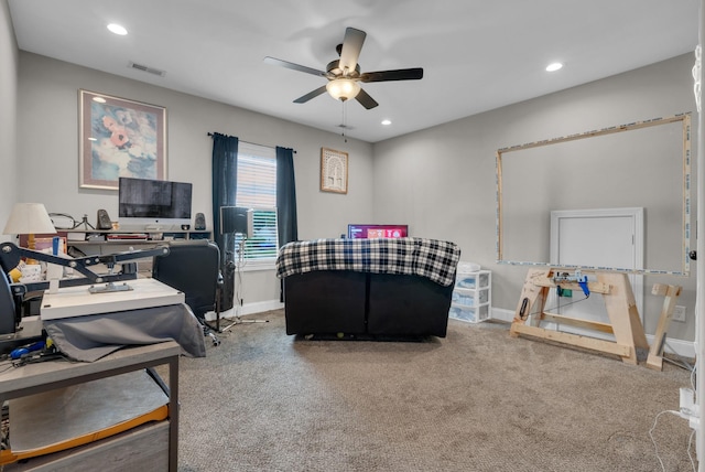 3555 Neena Ct, Clarksville, TN 37042 - bedroom with carpet, baseboards, recessed lighting, and a ceiling fan