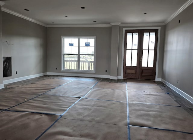 4003 Kelley Farris Rd, Columbia, TN 38401 - entryway with baseboards, crown molding, and french doors