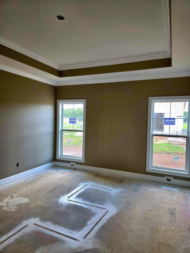 4003 Kelley Farris Rd, Columbia, TN 38401 - empty room featuring ornamental molding, baseboards, and a raised ceiling