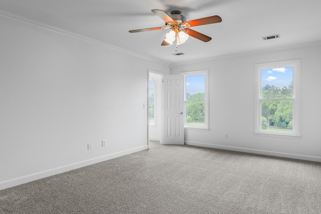 8560 Coopertown Rd, Joelton, TN 37080 - unfurnished room with crown molding, baseboards, carpet floors, and ceiling fan