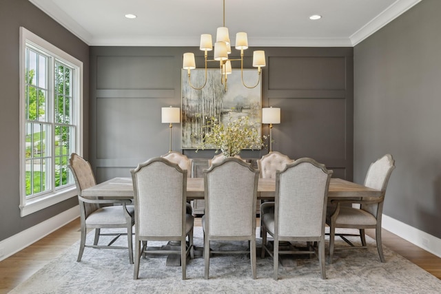 8118 Heirloom Blvd, College Grove, TN 37046 - dining space featuring plenty of natural light, a chandelier, crown molding, baseboards, and recessed lighting