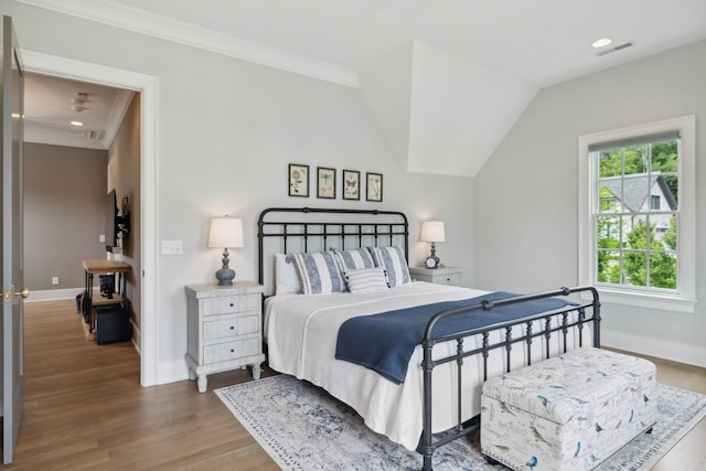 8118 Heirloom Blvd, College Grove, TN 37046 - bedroom featuring baseboards, wood finished floors, crown molding, and recessed lighting