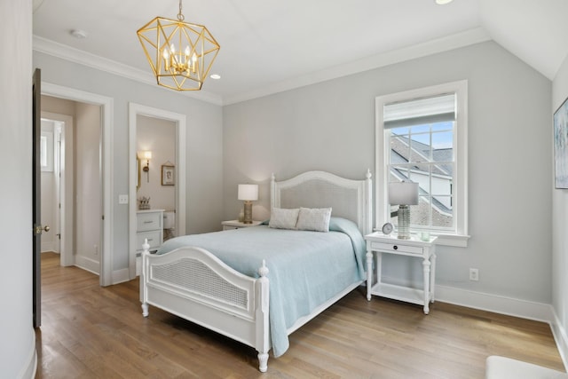 8118 Heirloom Blvd, College Grove, TN 37046 - bedroom featuring a chandelier, wood finished floors, baseboards, recessed lighting, and crown molding