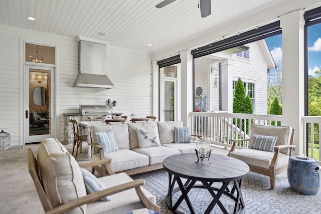 8118 Heirloom Blvd, College Grove, TN 37046 - view of patio featuring outdoor lounge area and a ceiling fan