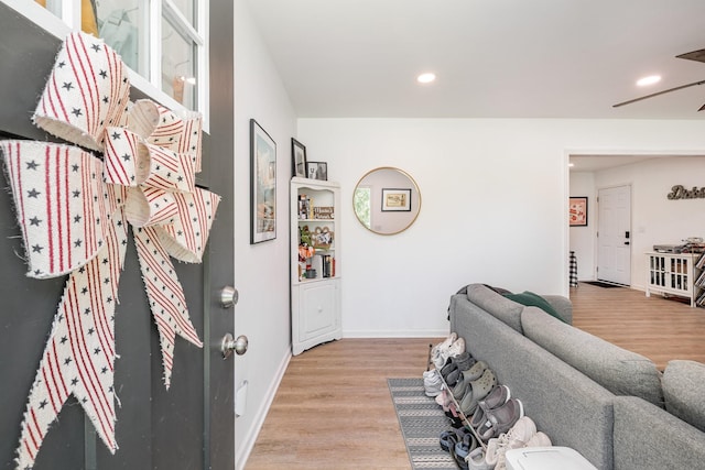 106 Aaron Dr, Burns, TN 37029 - living area featuring wood finished floors, recessed lighting, and baseboards