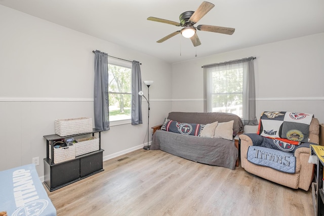 106 Aaron Dr, Burns, TN 37029 - bedroom featuring wood finished floors, a ceiling fan, and baseboards