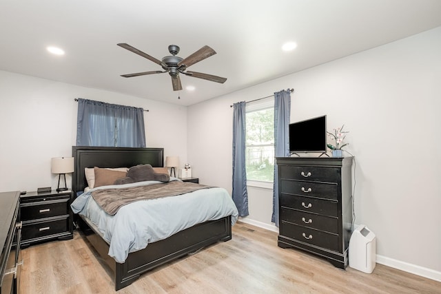 106 Aaron Dr, Burns, TN 37029 - bedroom with light wood finished floors, recessed lighting, baseboards, and a ceiling fan