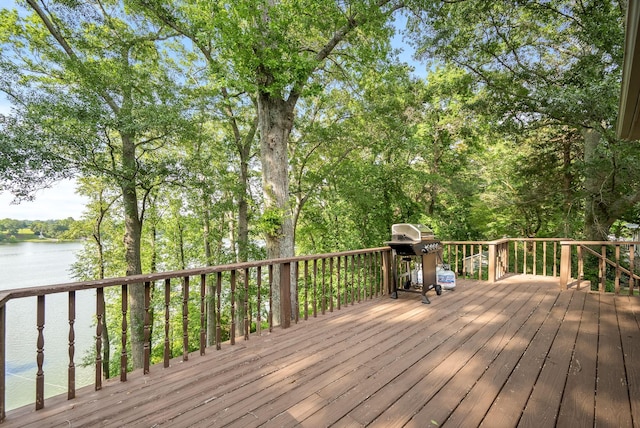 208 Loop Dr, Winchester, TN 37398 - wooden terrace featuring a water view and area for grilling